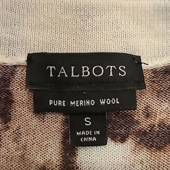 Talbots pure merino wool brown ans tan design fitted sweater size small‎ - Picture 3 of 5